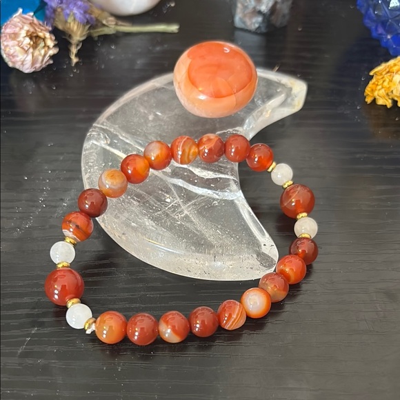 Genuine Carnelian Bracelet and Stone Set - Picture 1 of 4